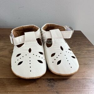 White Kids Shoes with Leaf Cutouts